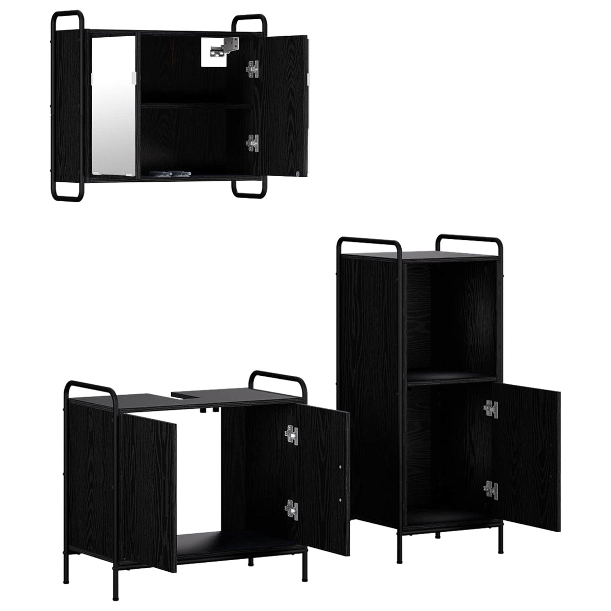 Set ormarića za kupaonicu 3 kom. Crni hrast 40 x 36 x 99,5 cm