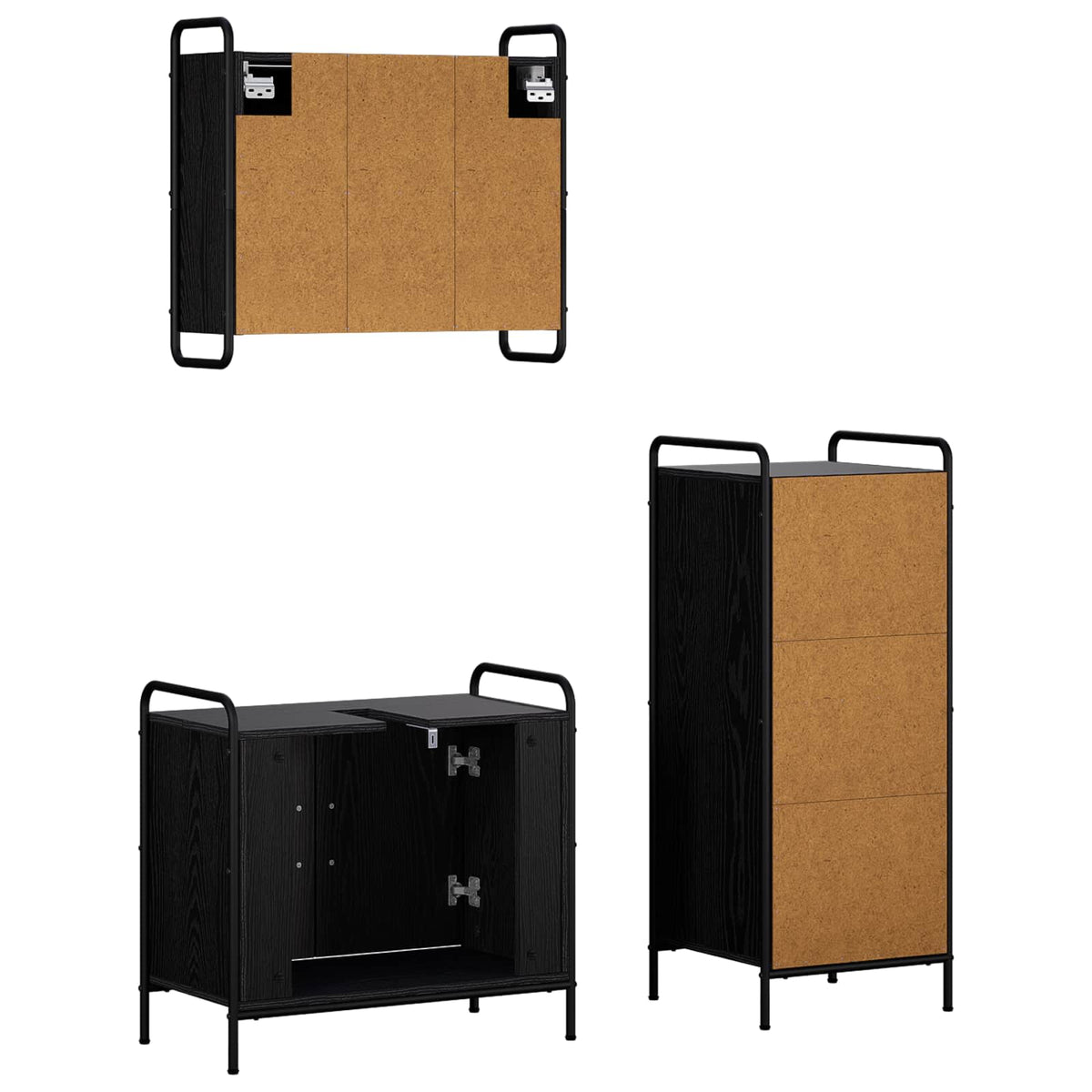 Set ormarića za kupaonicu 3 kom. Crni hrast 40 x 36 x 99,5 cm