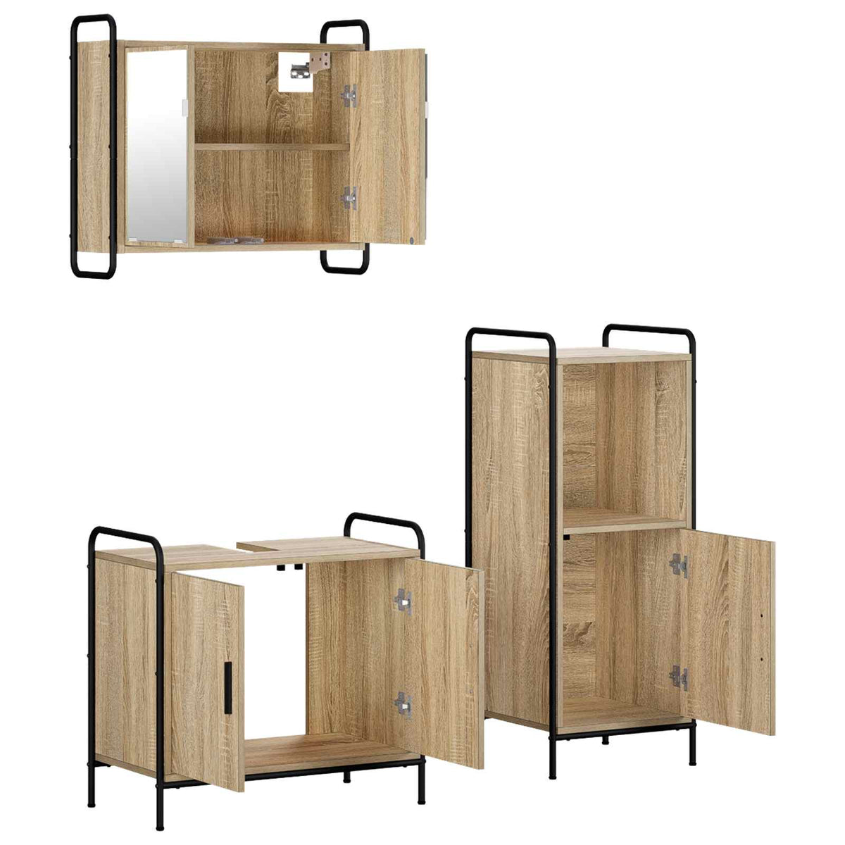 Set ormarića za kupaonicu 3 kom. Hrast sonoma 40 x 36 x 99,5 cm