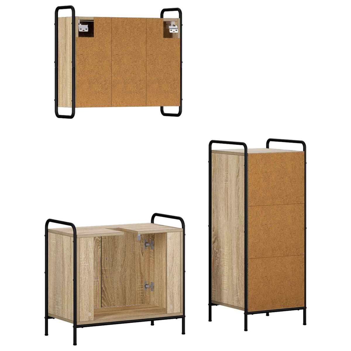 Set ormarića za kupaonicu 3 kom. Hrast sonoma 40 x 36 x 99,5 cm