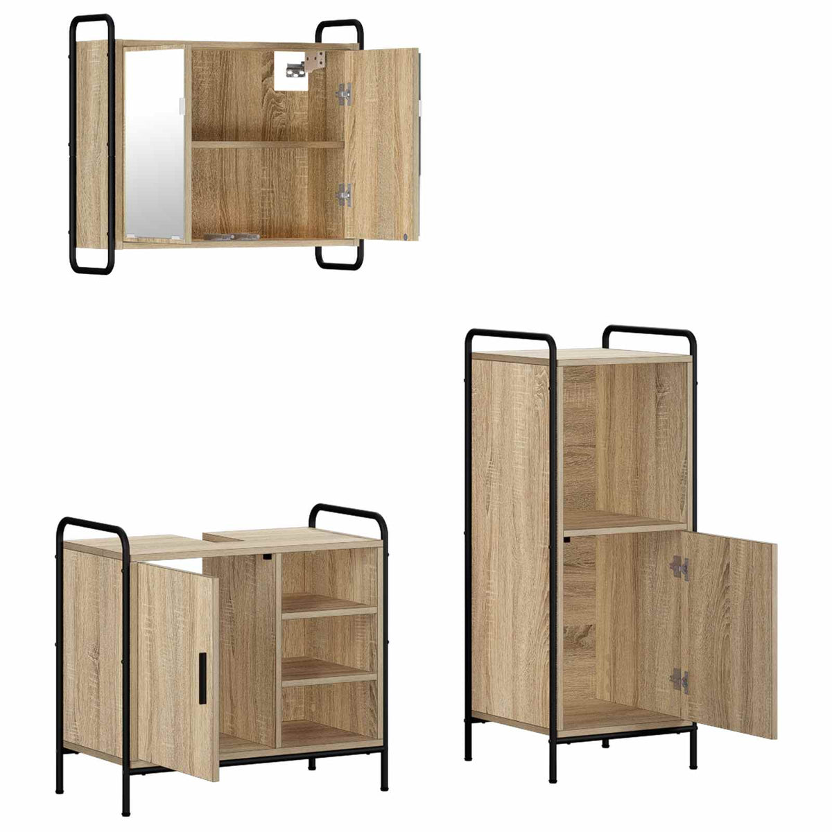 Set ormarića za kupaonicu 3 kom. Hrast sonoma 40 x 36 x 99,5 cm