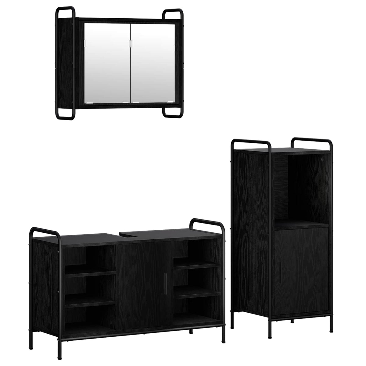 Set ormarića za kupaonicu 3 kom. Crni hrast 40 x 36 x 99,5 cm