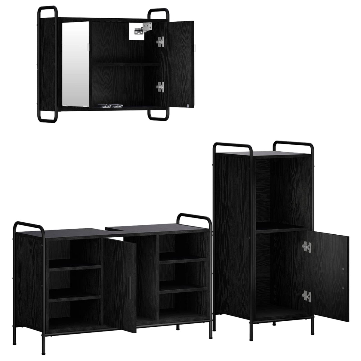 Set ormarića za kupaonicu 3 kom. Crni hrast 40 x 36 x 99,5 cm