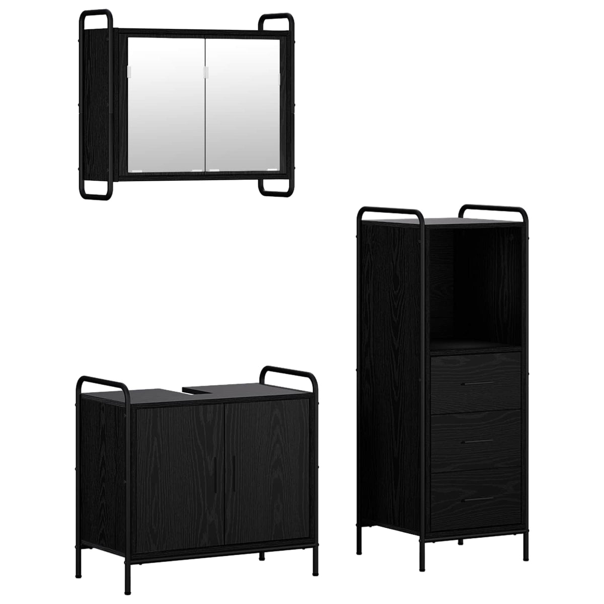 Set ormarića za kupaonicu 3 kom. Crni hrast 40 x 36 x 109,5 cm