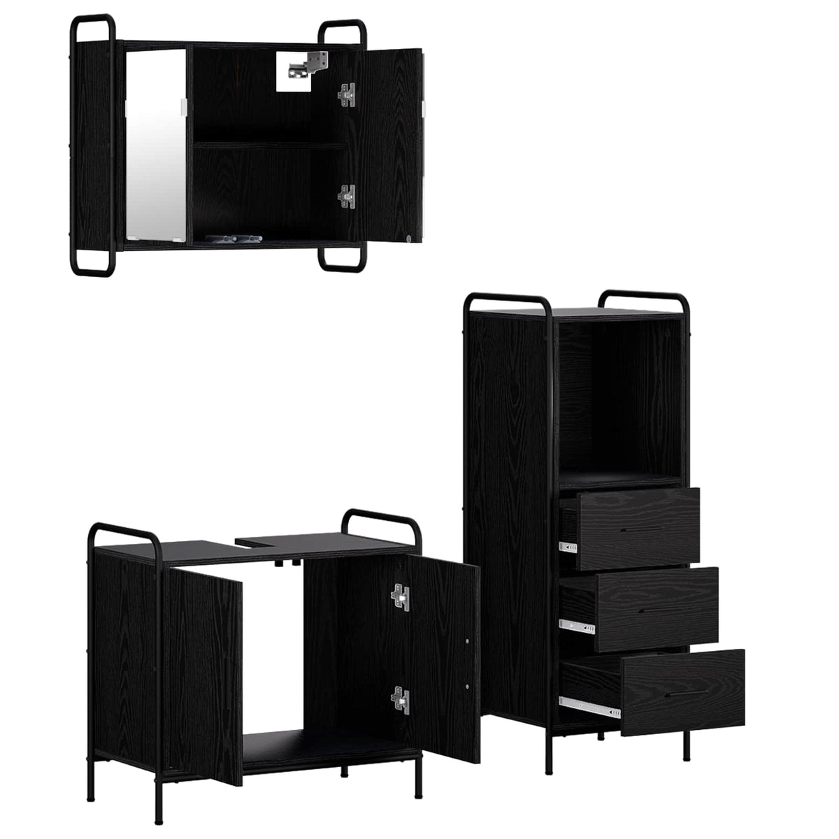 Set ormarića za kupaonicu 3 kom. Crni hrast 40 x 36 x 109,5 cm