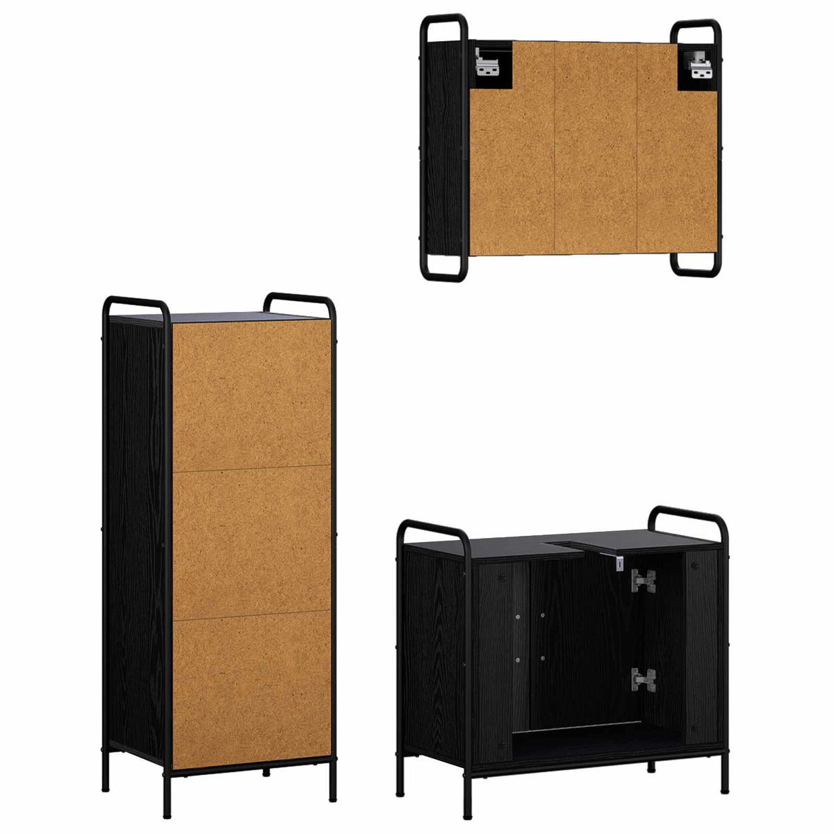 Set ormarića za kupaonicu 3 kom. Crni hrast 40 x 36 x 109,5 cm