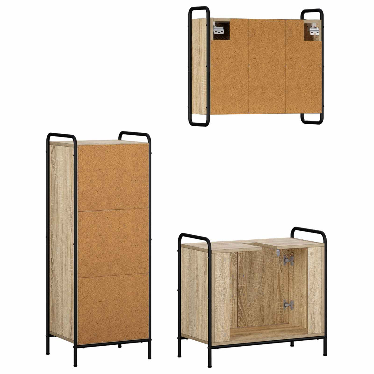Set ormarića za kupaonicu 3 kom. Hrast sonoma