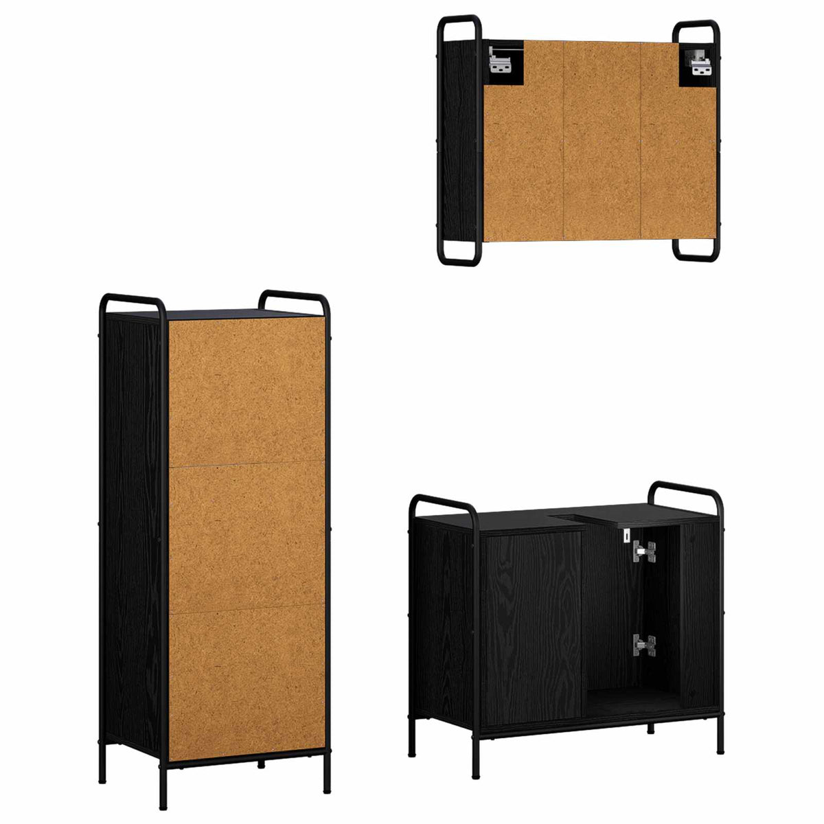 Set ormarića za kupaonicu 3 kom. Crni hrast 40 x 36 x 109,5 cm