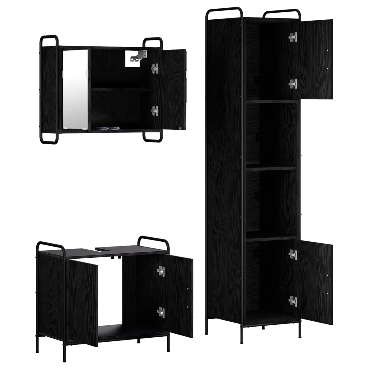 Set ormarića za kupaonicu 3 kom. Crni hrast 40 x 36 x 181 cm