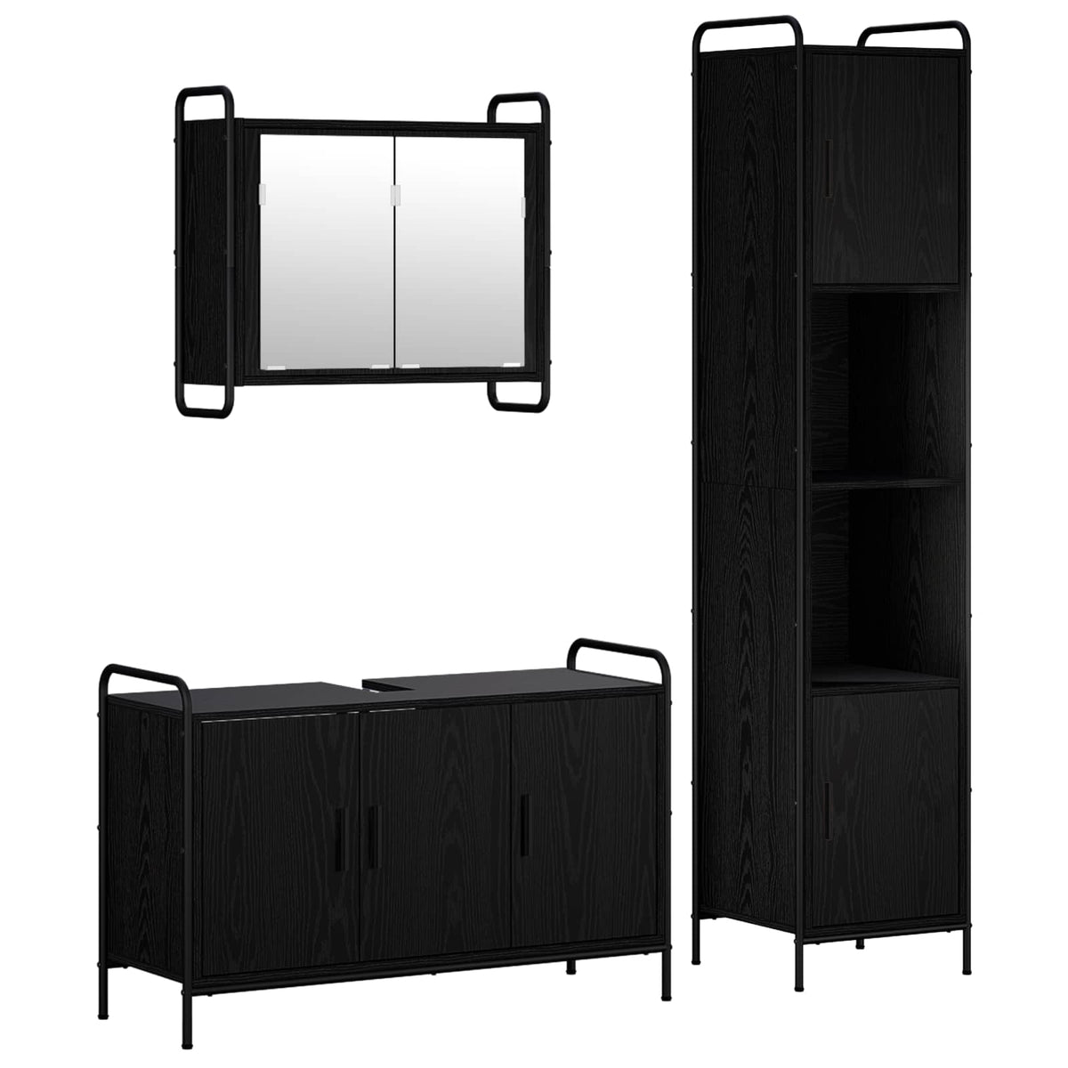 Set ormarića za kupaonicu 3 kom. Crni hrast 40 x 36 x 181 cm