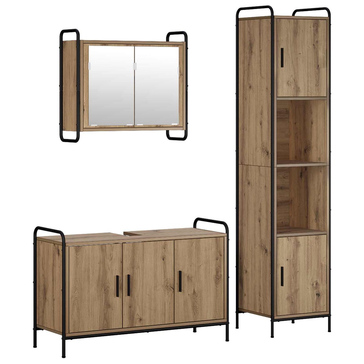 Set ormarića za kupaonicu 3 kom. Hrast artisan 40 x 36 x 181 cm