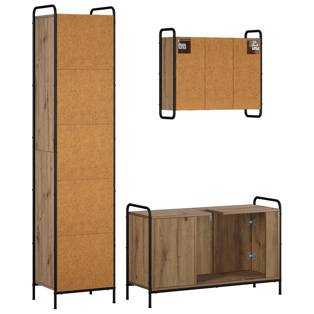 Set ormarića za kupaonicu 3 kom. Hrast artisan 40 x 36 x 181 cm