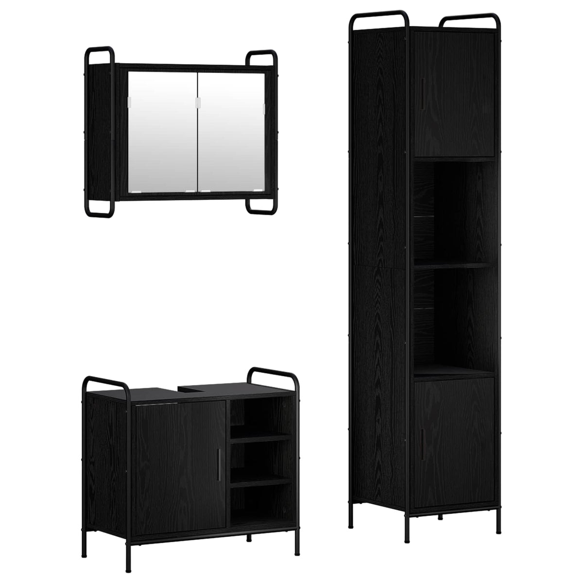Set ormarića za kupaonicu 3 kom. Crni hrast 40 x 36 x 181 cm