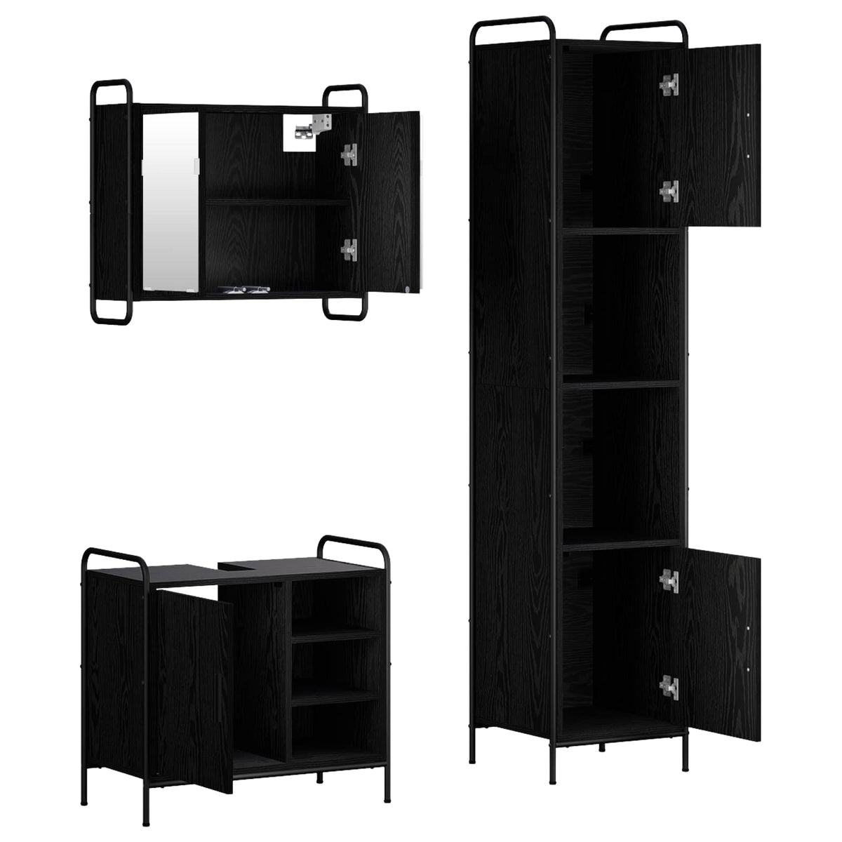Set ormarića za kupaonicu 3 kom. Crni hrast 40 x 36 x 181 cm