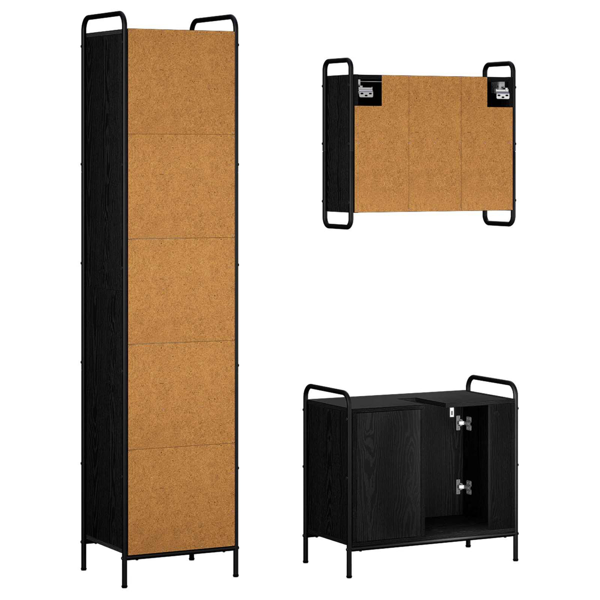 Set ormarića za kupaonicu 3 kom. Crni hrast 40 x 36 x 181 cm