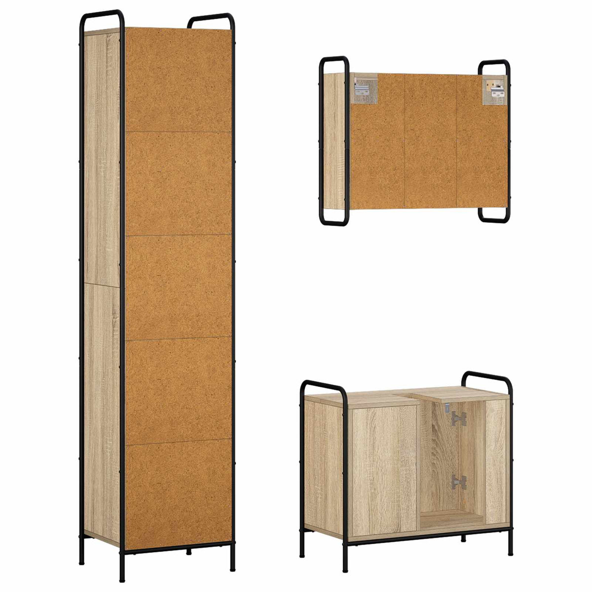 Set ormarića za kupaonicu 3 kom. Hrast sonoma 40 x 36 x 181 cm