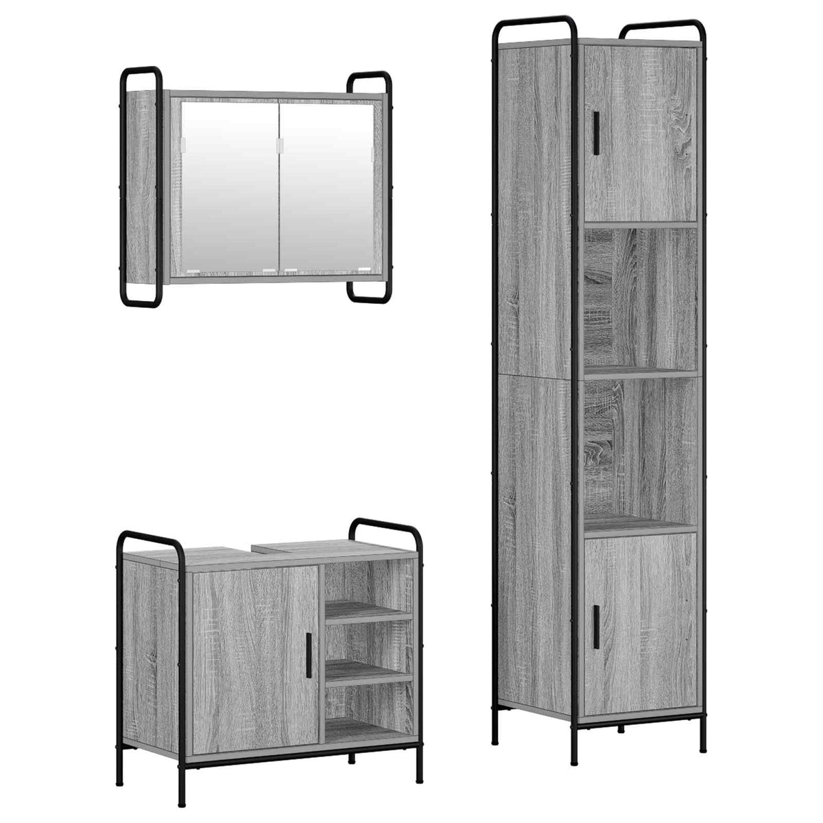 Set ormarića za kupaonicu 3 kom. Siva Sonoma 40 x 36 x 181 cm