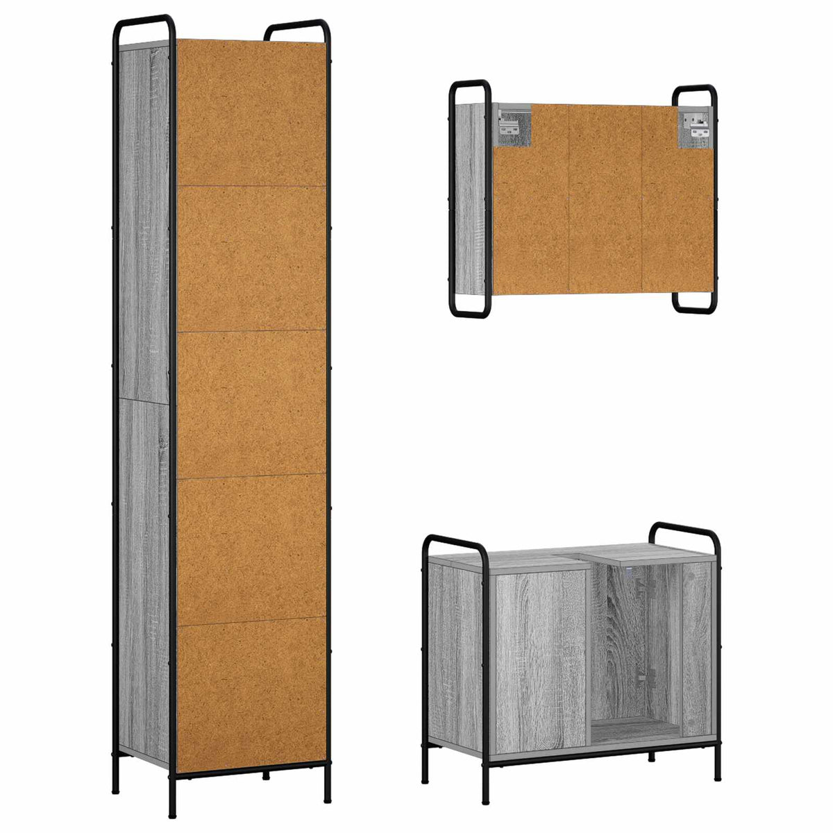 Set ormarića za kupaonicu 3 kom. Siva Sonoma 40 x 36 x 181 cm