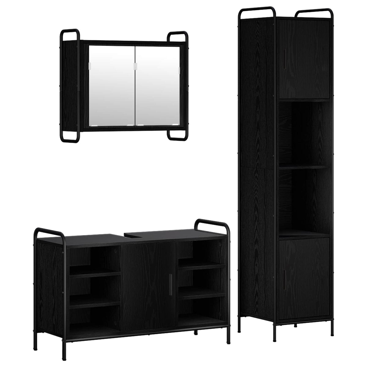 Set ormarića za kupaonicu 3 kom. Crni hrast 40 x 36 x 181 cm