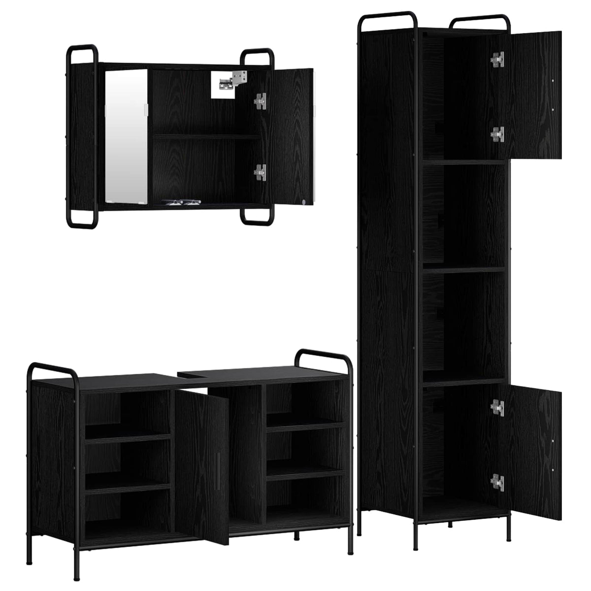 Set ormarića za kupaonicu 3 kom. Crni hrast 40 x 36 x 181 cm