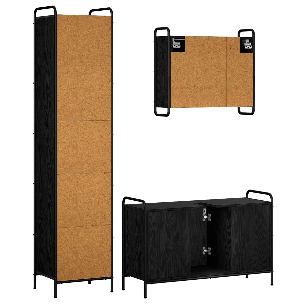Set ormarića za kupaonicu 3 kom. Crni hrast 40 x 36 x 181 cm