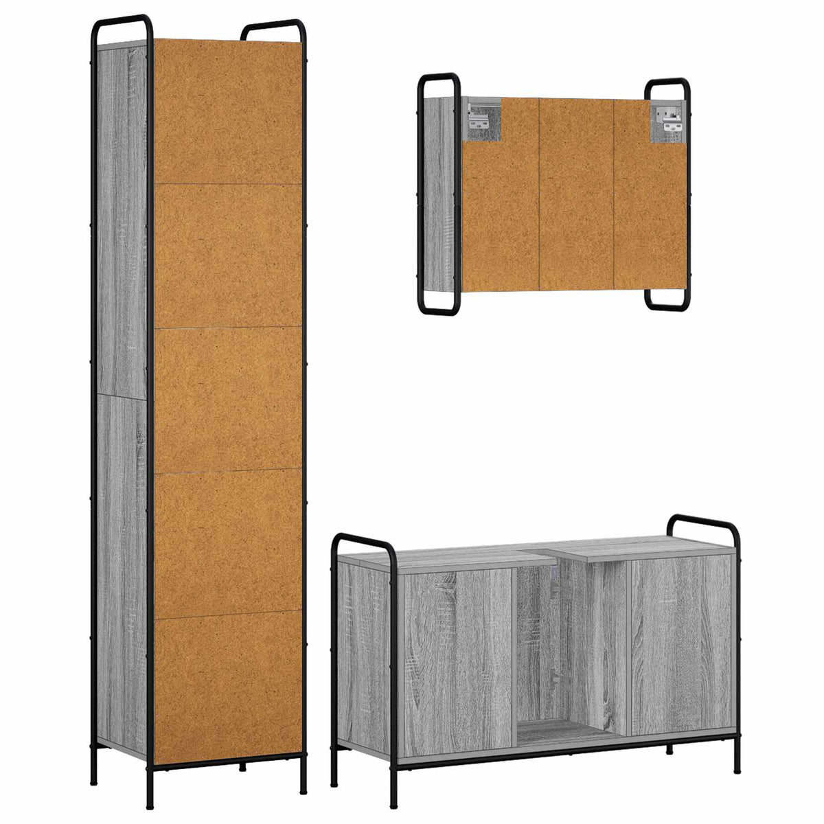 Set ormarića za kupaonicu 3 kom. Siva Sonoma 40 x 36 x 181 cm
