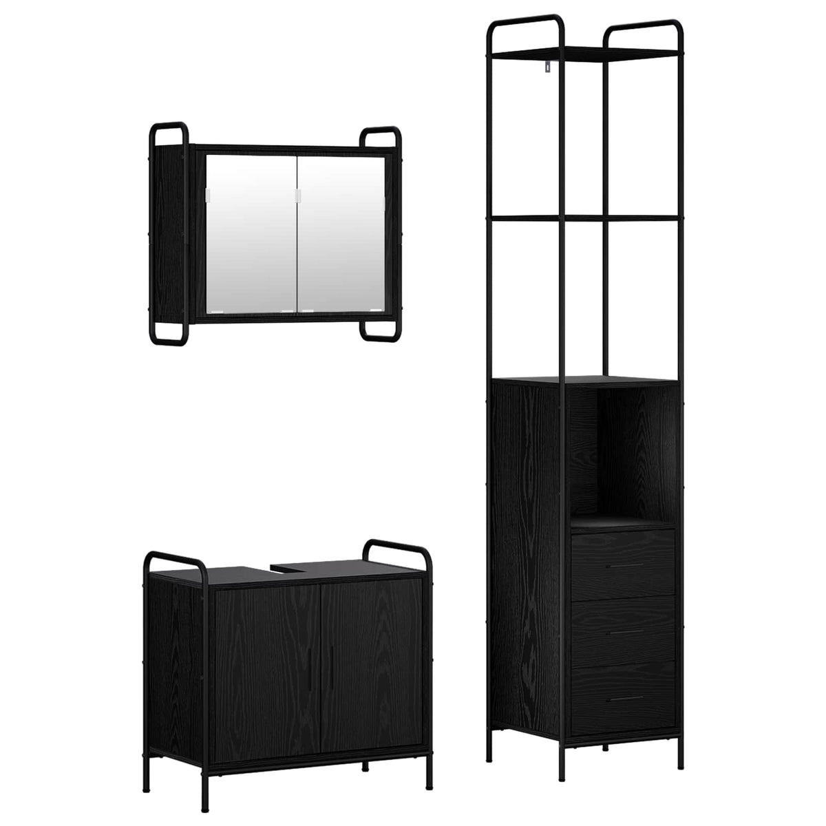 Set ormarića za kupaonicu 3 kom. Crni hrast 40 x 36 x 200,5 cm