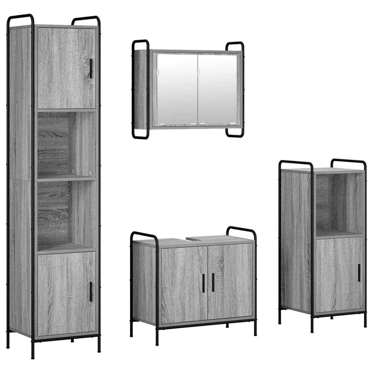 Set ormarića za kupaonicu 4 kom. Siva Sonoma 40 x 36 x 181 cm