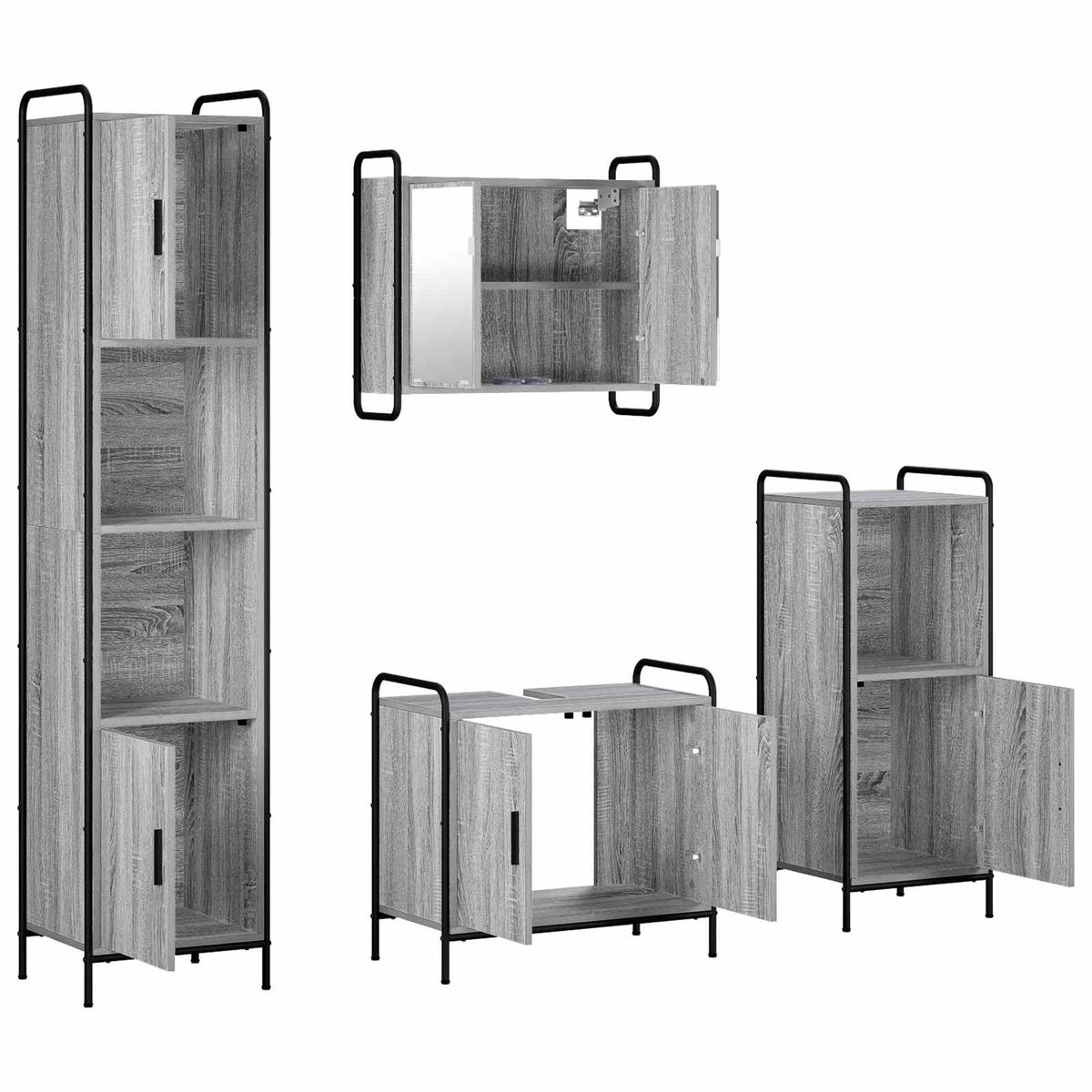 Set ormarića za kupaonicu 4 kom. Siva Sonoma 40 x 36 x 181 cm