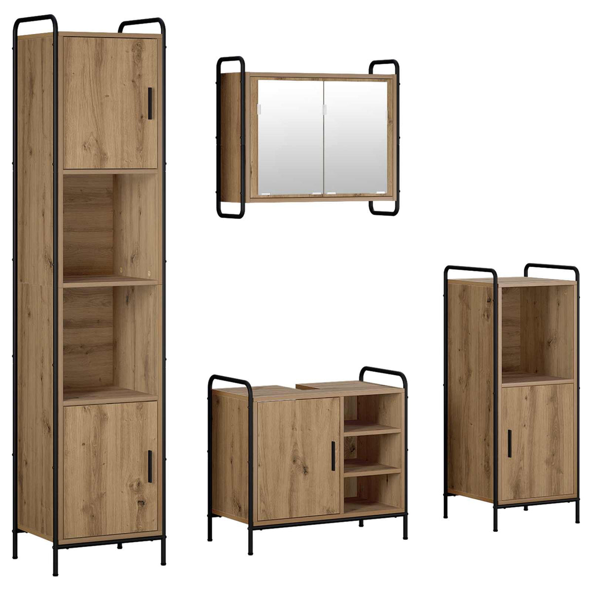 Set ormarića za kupaonicu 4 kom. Hrast artisan 40 x 36 x 181 cm