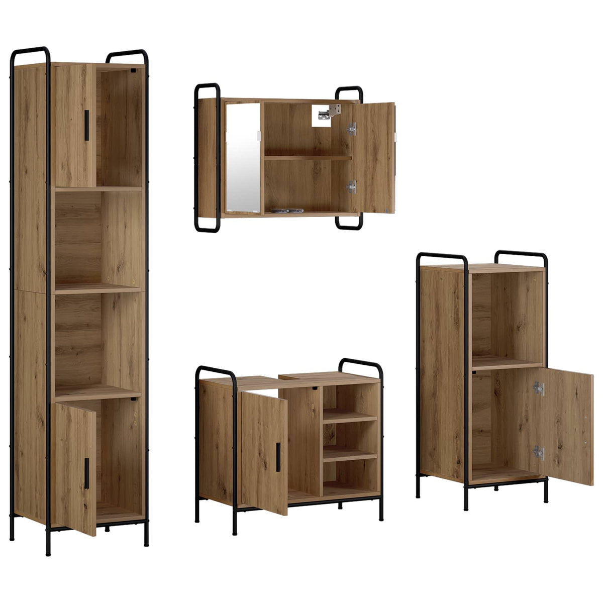 Set ormarića za kupaonicu 4 kom. Hrast artisan 40 x 36 x 181 cm