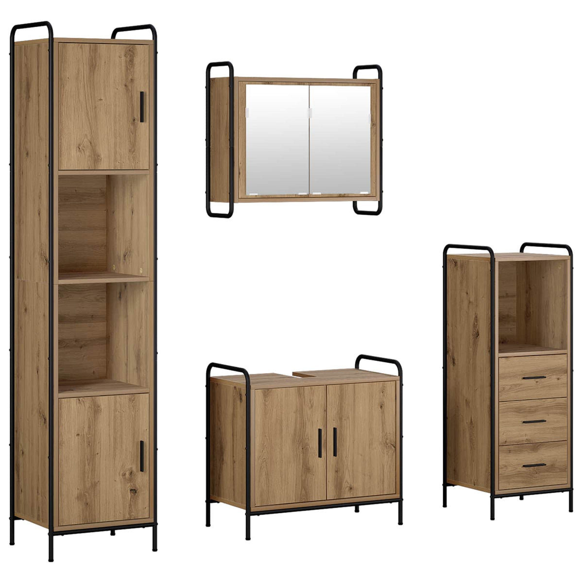 Set ormarića za kupaonicu 4 kom. Hrast artisan 40 x 36 x 181 cm