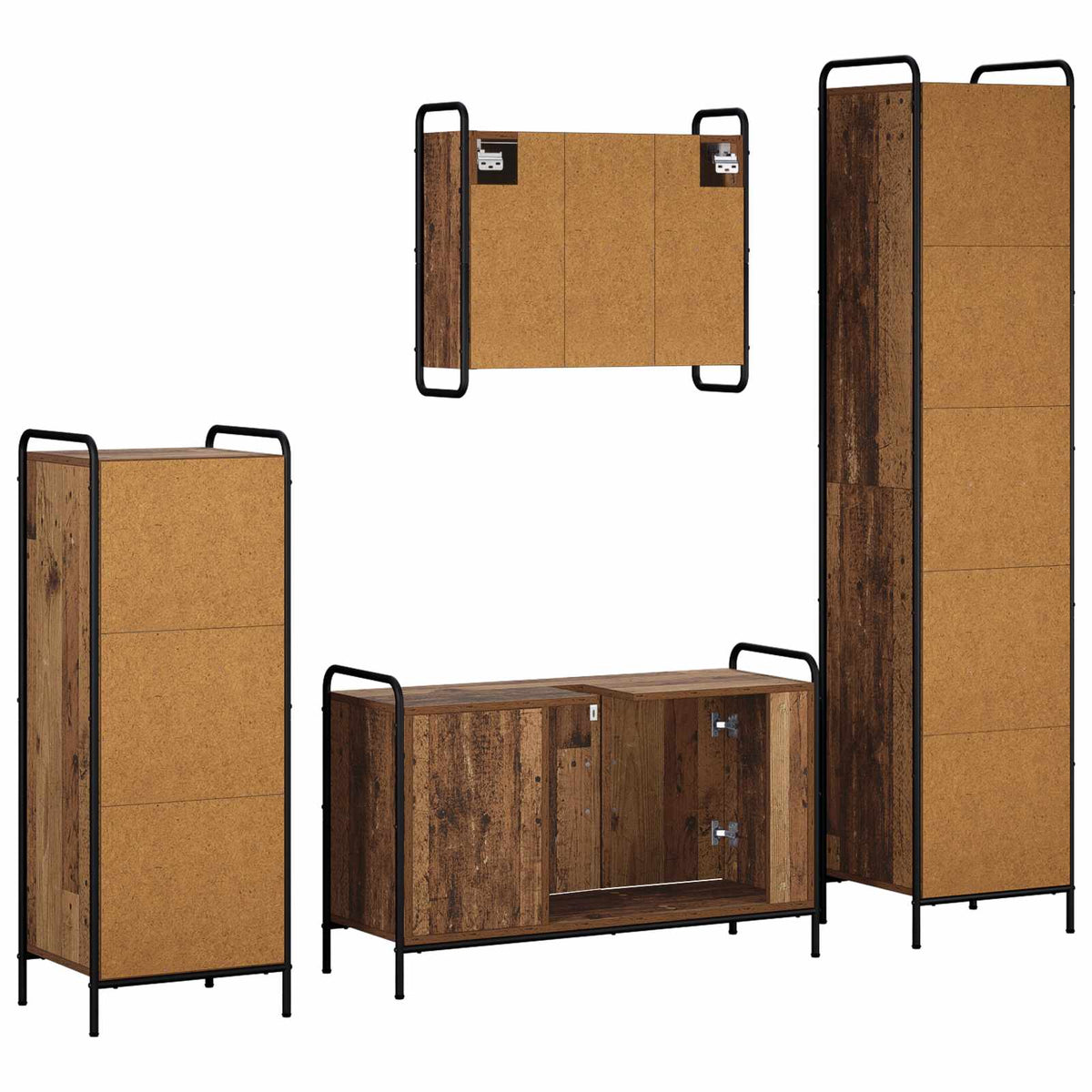 Set ormarića za kupaonicu 4 kom. Staro drvo 40 x 36 x 181 cm