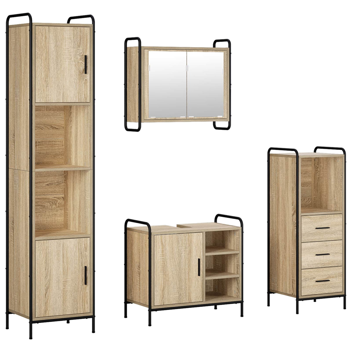 Set ormarića za kupaonicu 4 kom. Hrast sonoma 40 x 36 x 181 cm