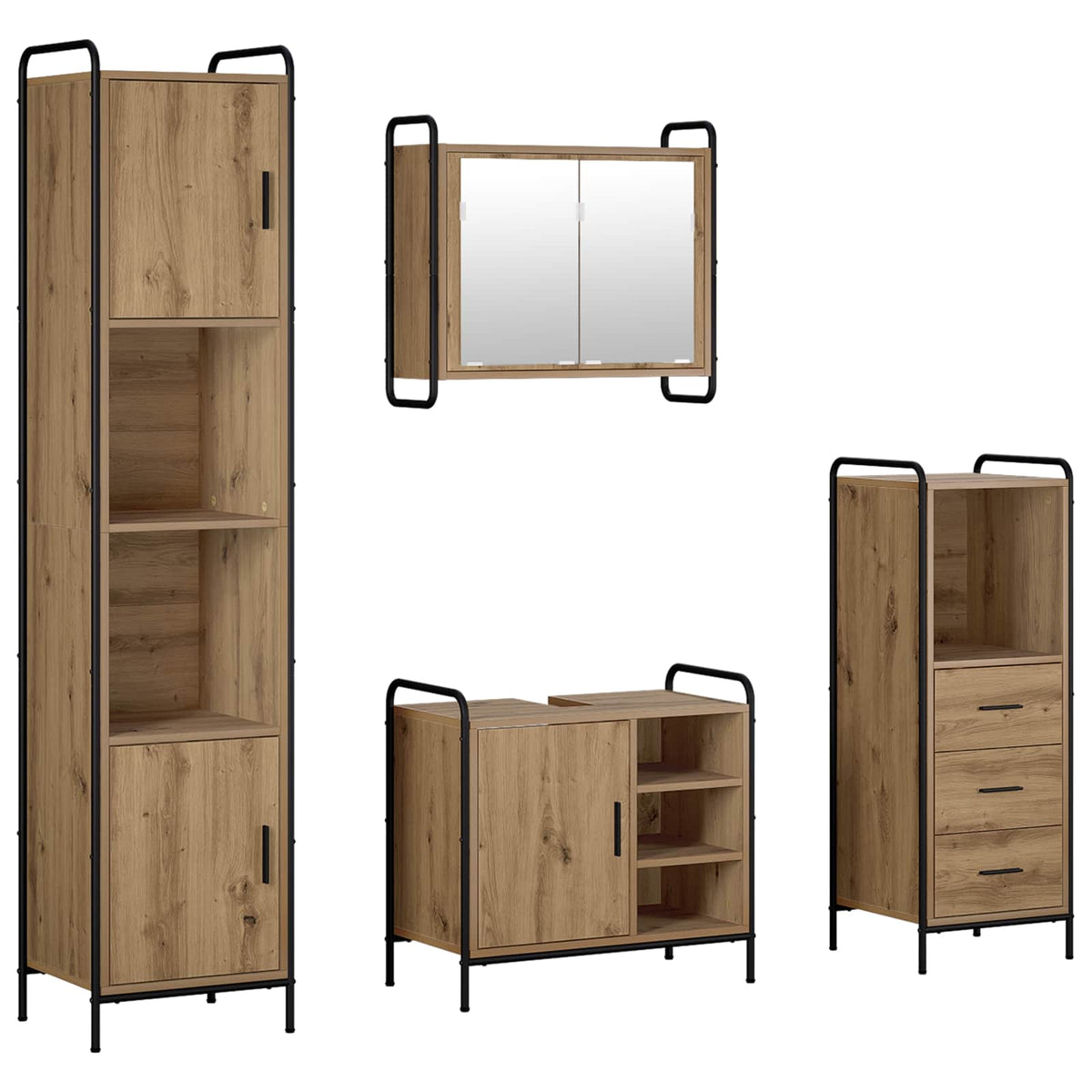 Set ormarića za kupaonicu 4 kom. Hrast artisan 40 x 36 x 181 cm