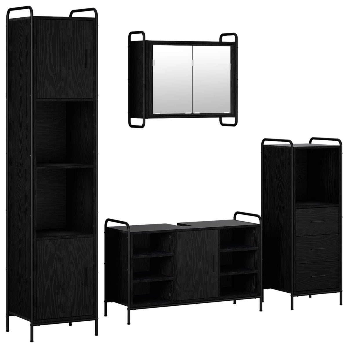 Set ormarića za kupaonicu 4 kom. Crni hrast 40 x 36 x 181 cm