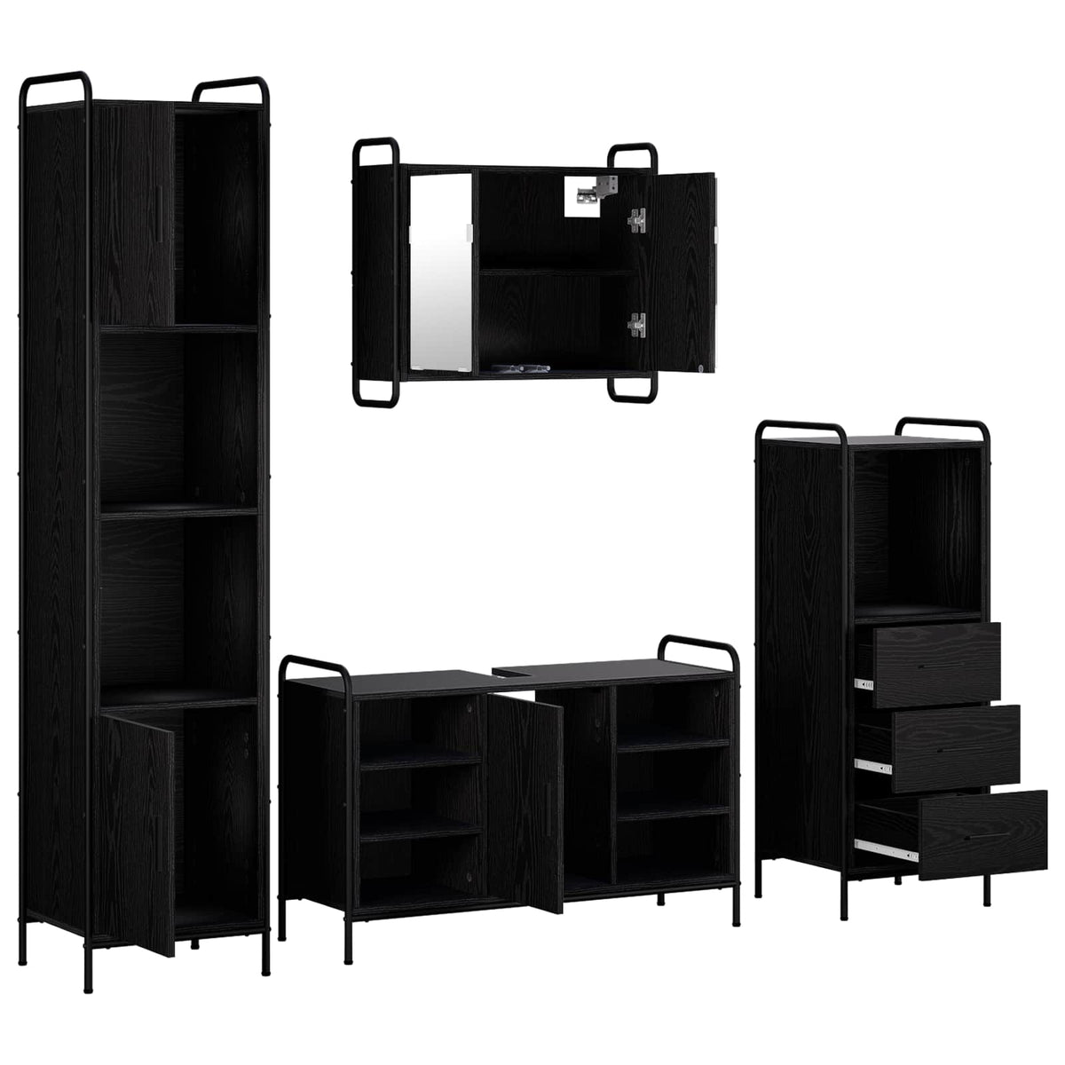Set ormarića za kupaonicu 4 kom. Crni hrast 40 x 36 x 181 cm