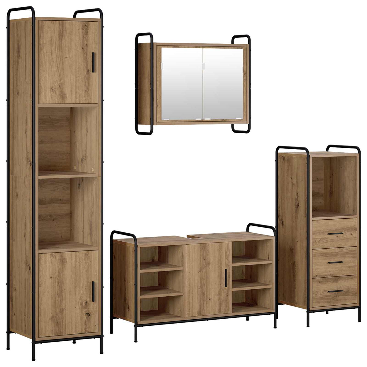 Set ormarića za kupaonicu 4 kom. Hrast artisan 40 x 36 x 181 cm