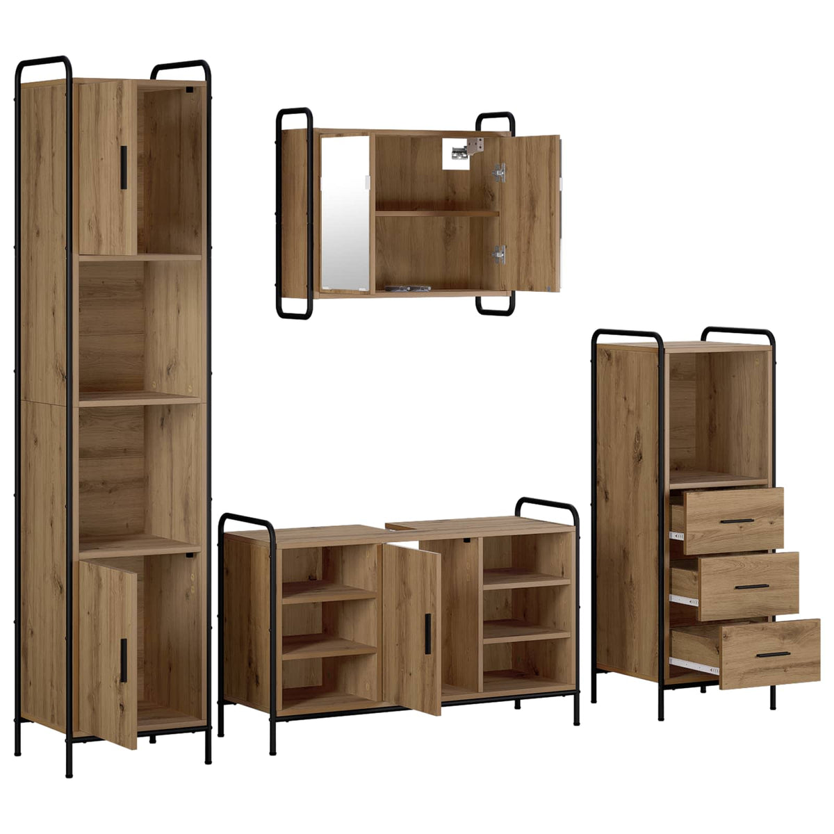 Set ormarića za kupaonicu 4 kom. Hrast artisan 40 x 36 x 181 cm