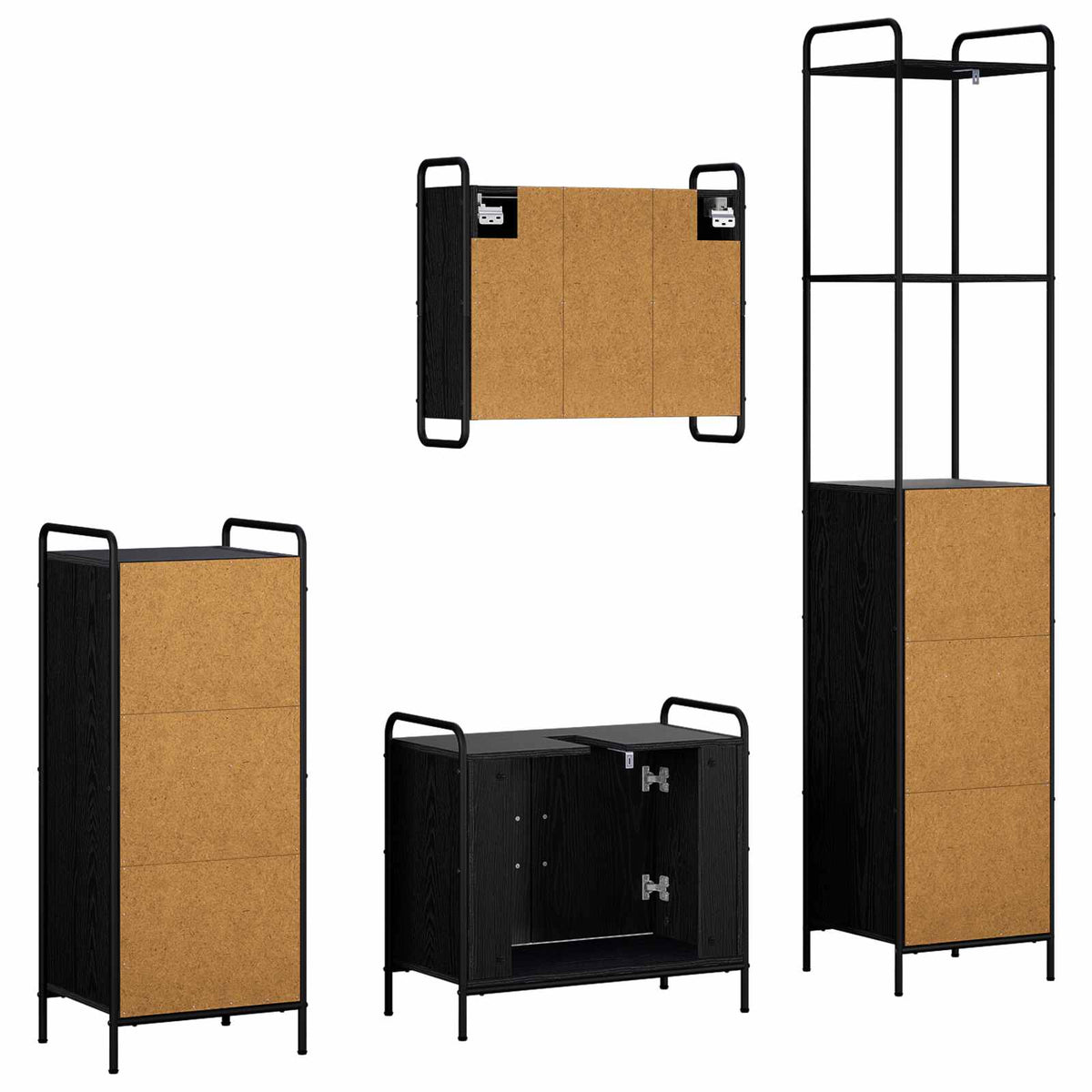 Set ormarića za kupaonicu 4 kom. Crni hrast 40 x 36 x 200,5 cm