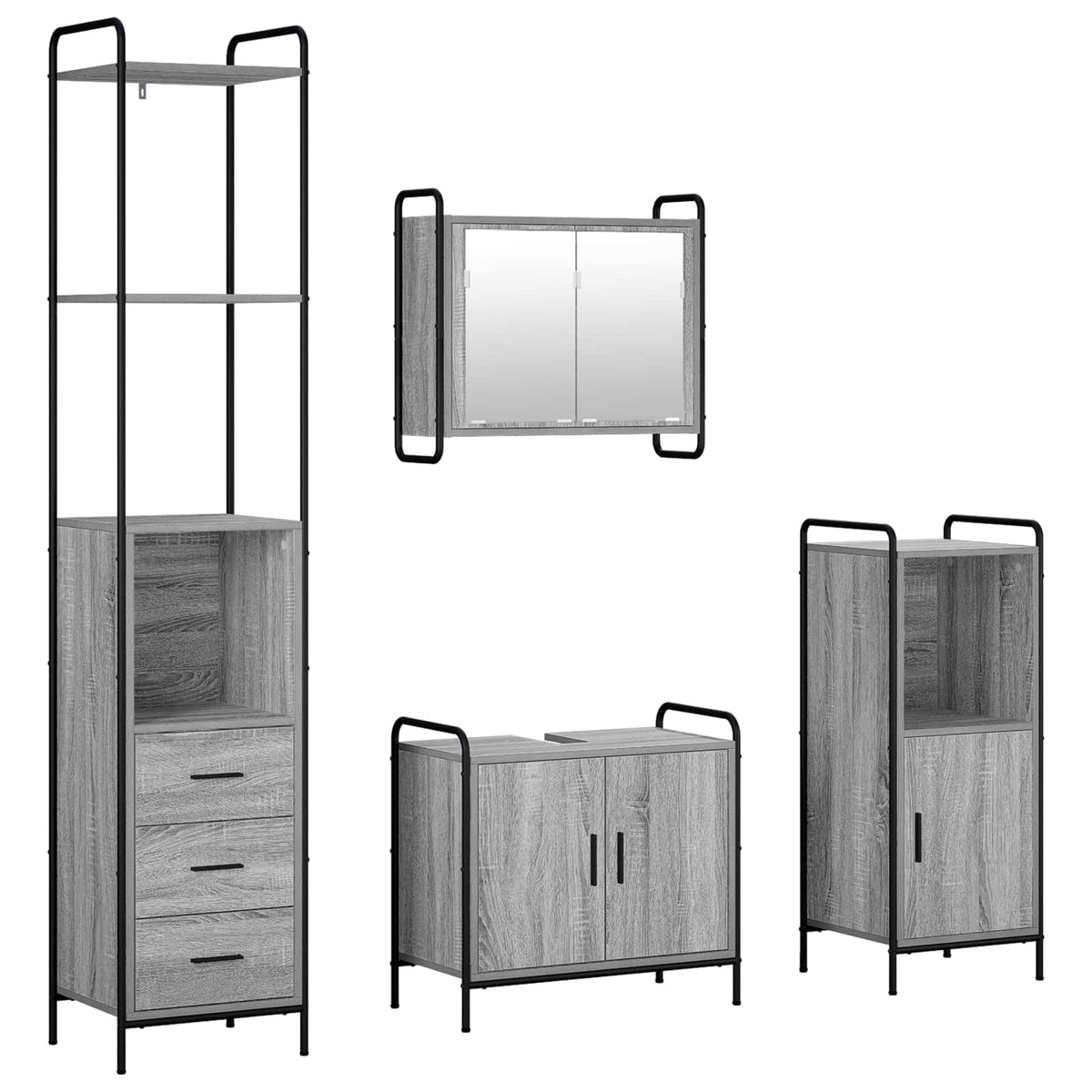 Set ormarića za kupaonicu 4 kom. Siva Sonoma 40 x 36 x 200,5 cm