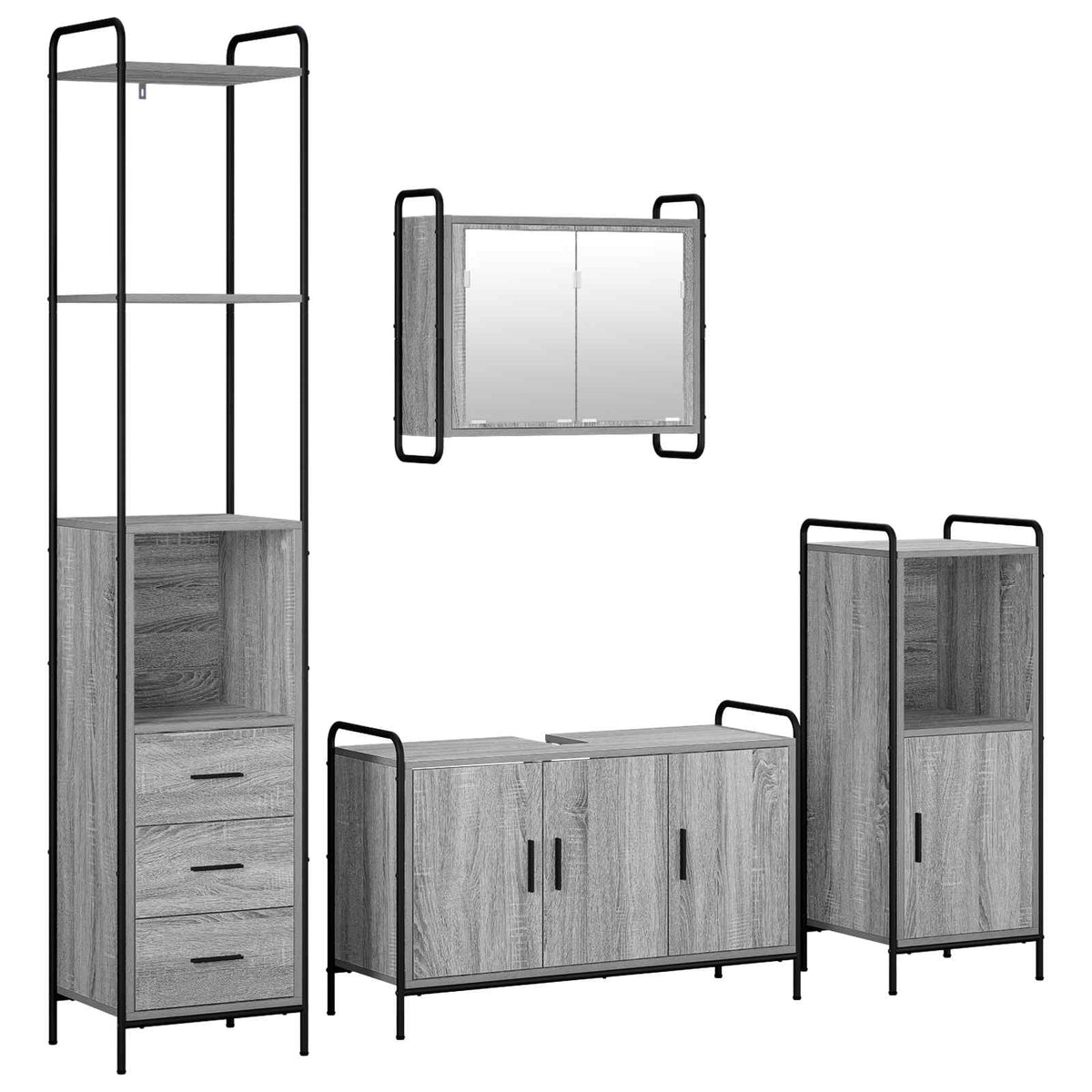 Set ormarića za kupaonicu 4 kom. Siva Sonoma 40 x 36 x 200,5 cm