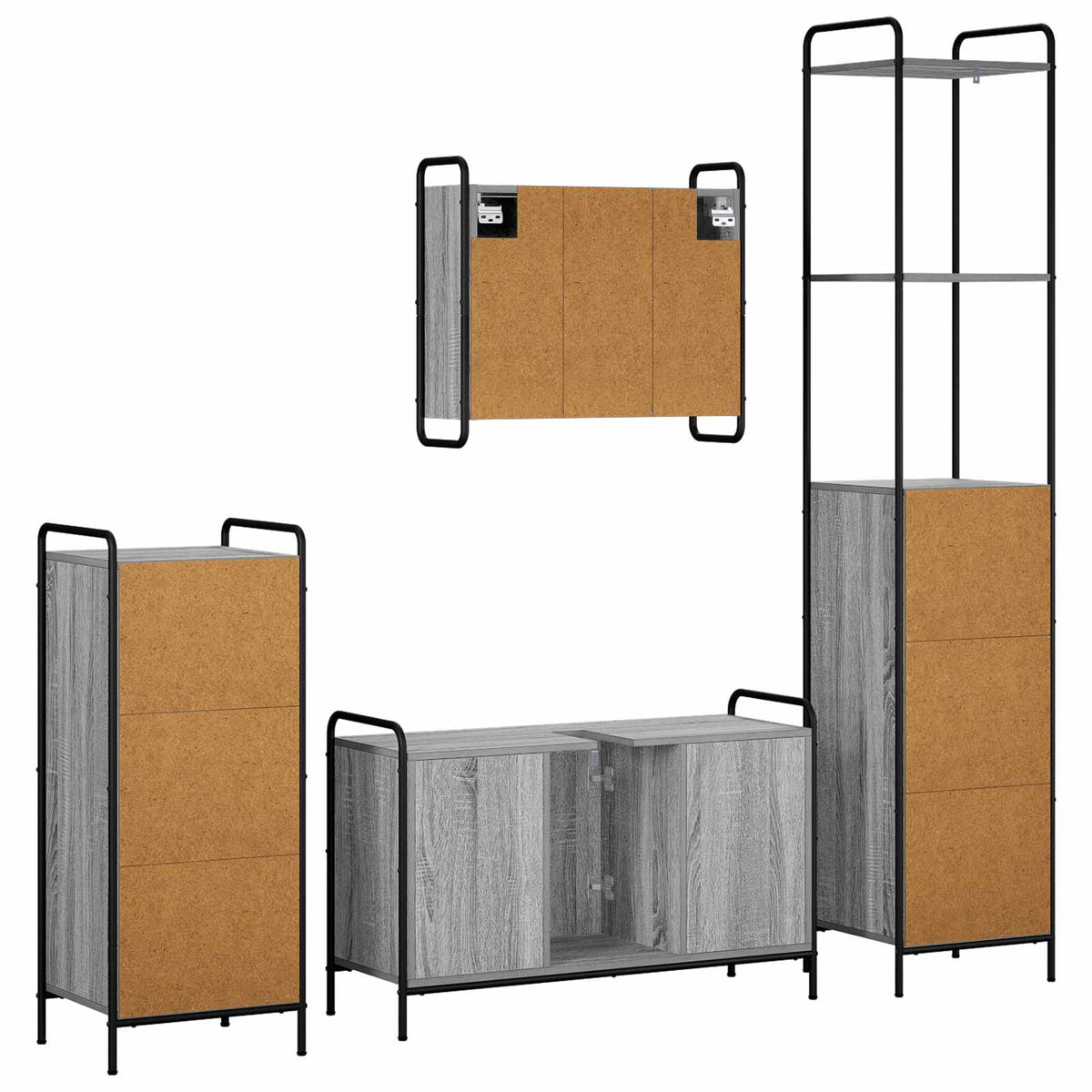 Set ormarića za kupaonicu 4 kom. Siva Sonoma 40 x 36 x 200,5 cm
