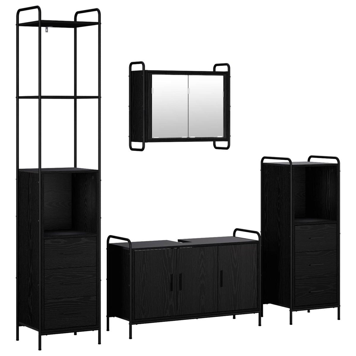 Set ormarića za kupaonicu 4 kom. Crni hrast 40 x 36 x 200,5 cm
