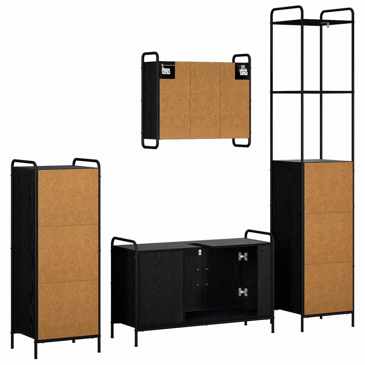 Set ormarića za kupaonicu 4 kom. Crni hrast 40 x 36 x 200,5 cm