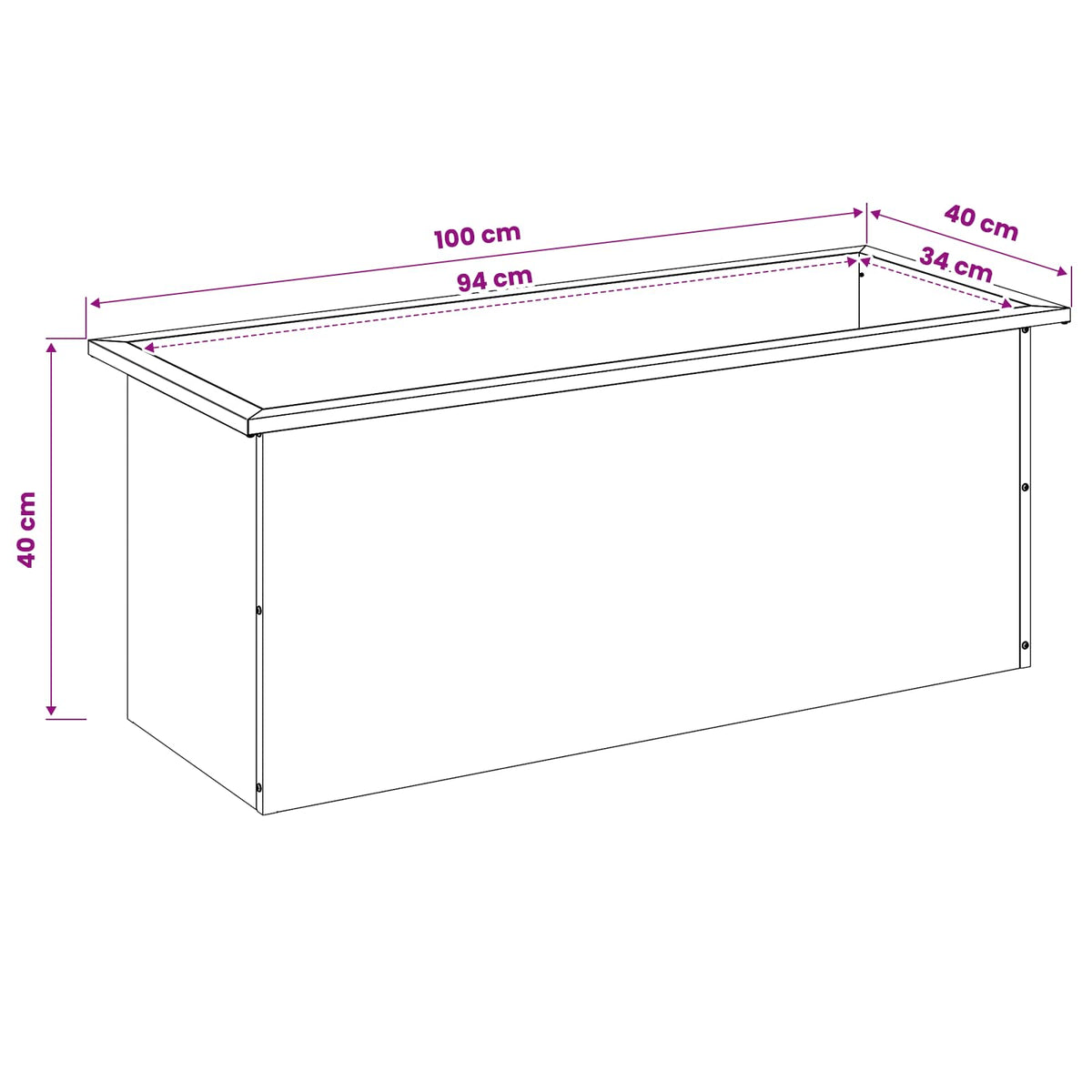 Vrtna posuda za sadnju s LED svjetlom Bijela 40 x 100 x 40 cm