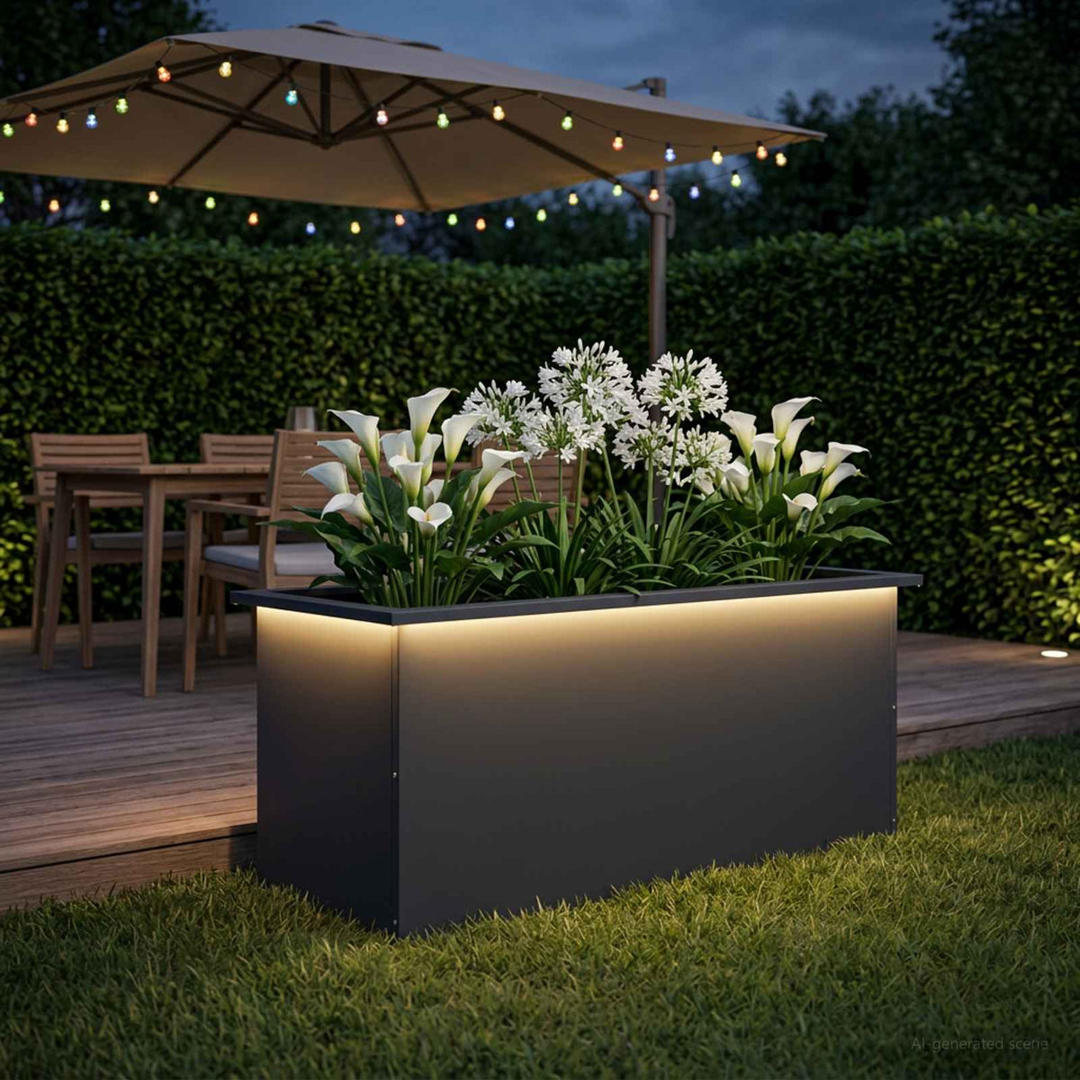 Vrtna posuda za sadnju s LED svjetlom Antracit 40 x 100 x 40 cm