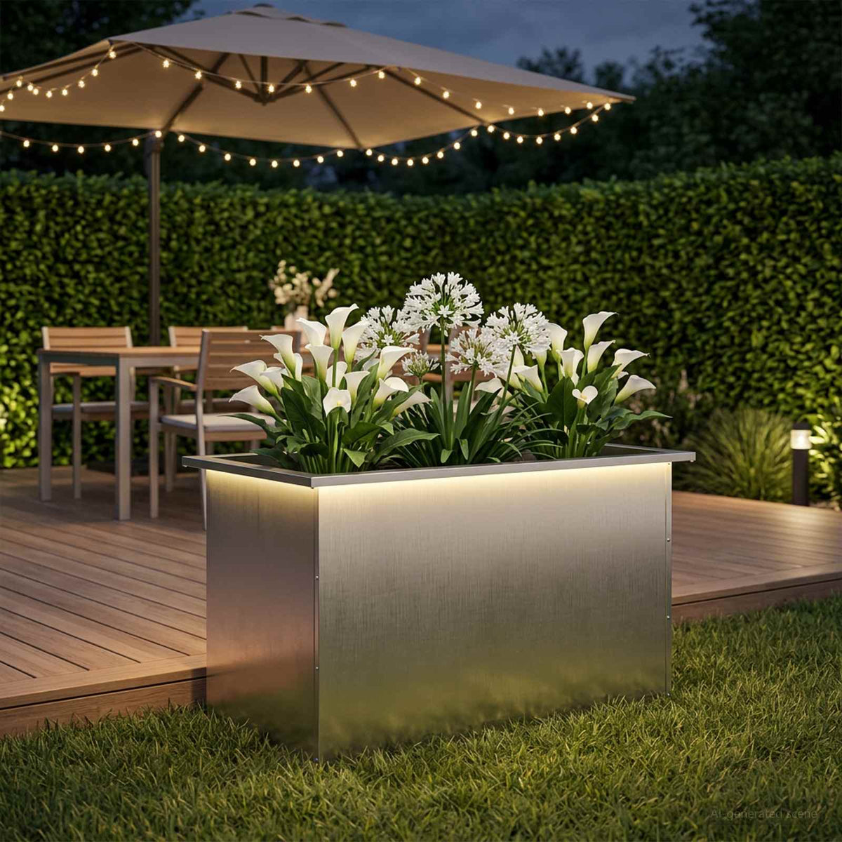 Vrtna posuda za sadnju s LED svjetlom Srebrna 50 x 80 x 48 cm