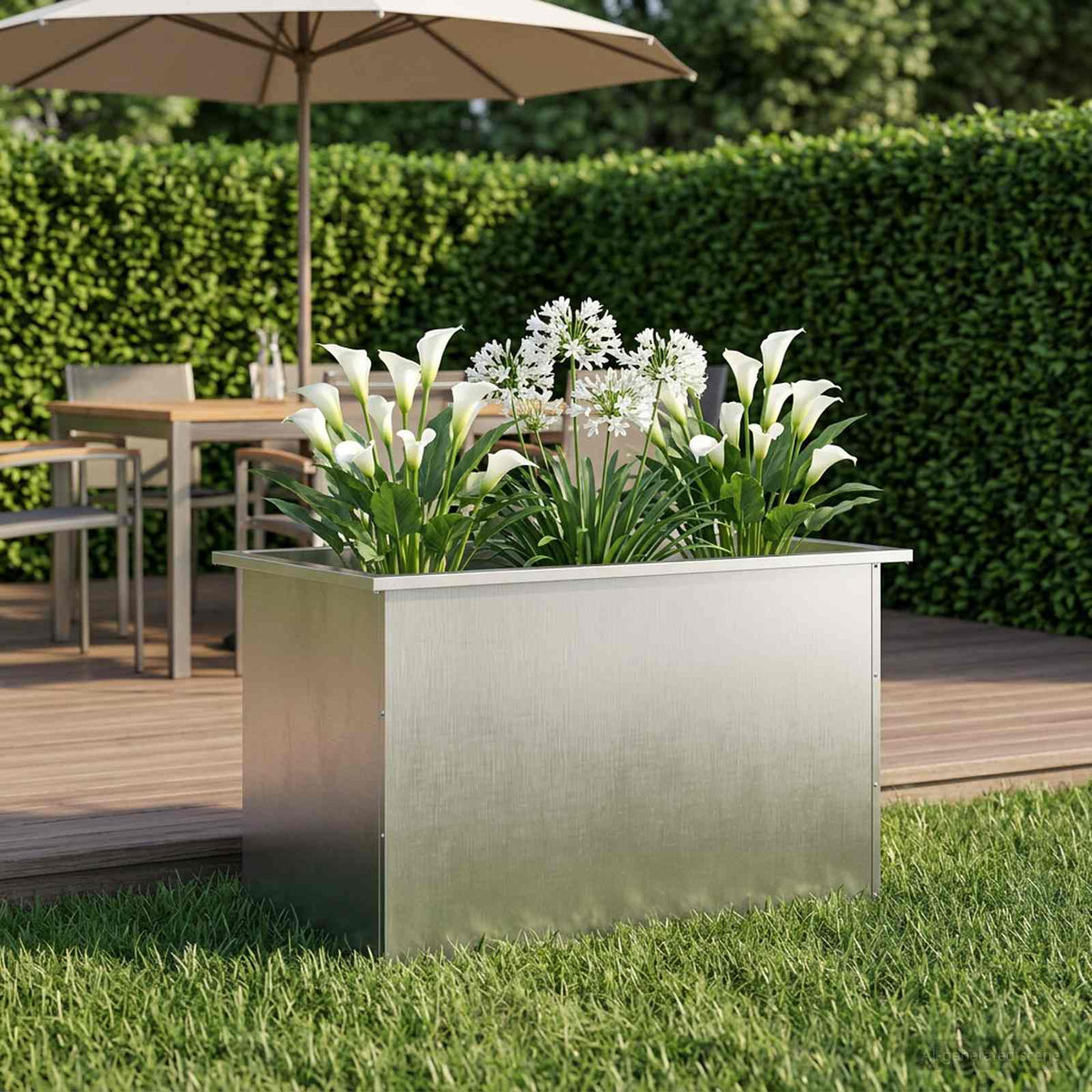Vrtna posuda za sadnju s LED svjetlom Srebrna 50 x 80 x 48 cm