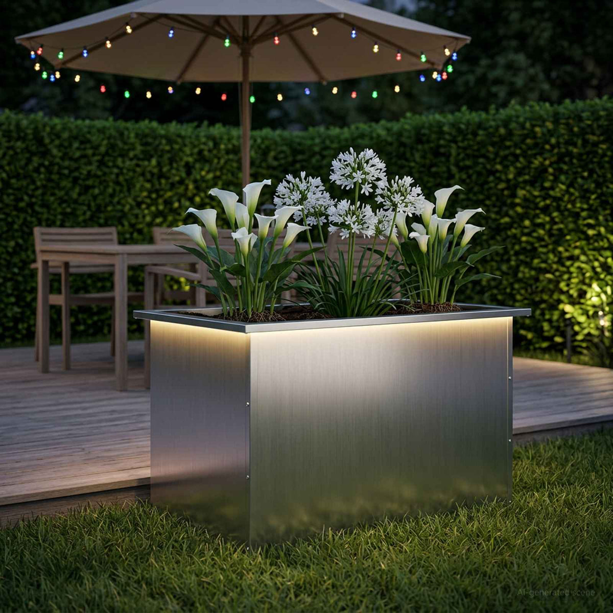 Vrtna posuda za sadnju s LED svjetlom Srebrna 50 x 80 x 48 cm